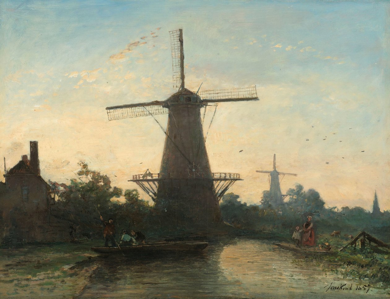 Vindmøller nær Rotterdam av Johan Barthold Jongkind