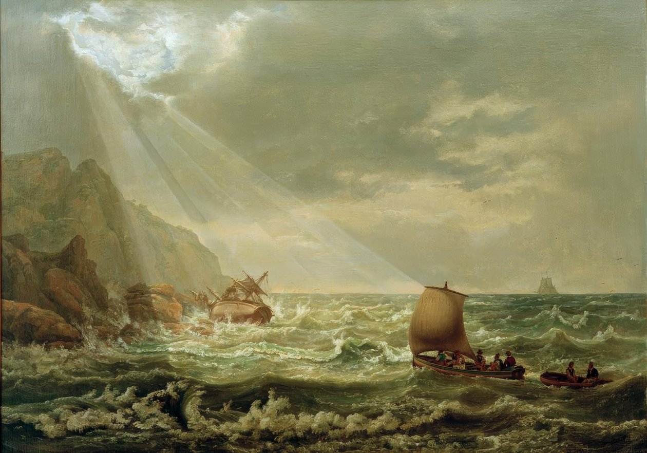 Forlis på den steinete kysten av Capri av Johan Christian Dahl