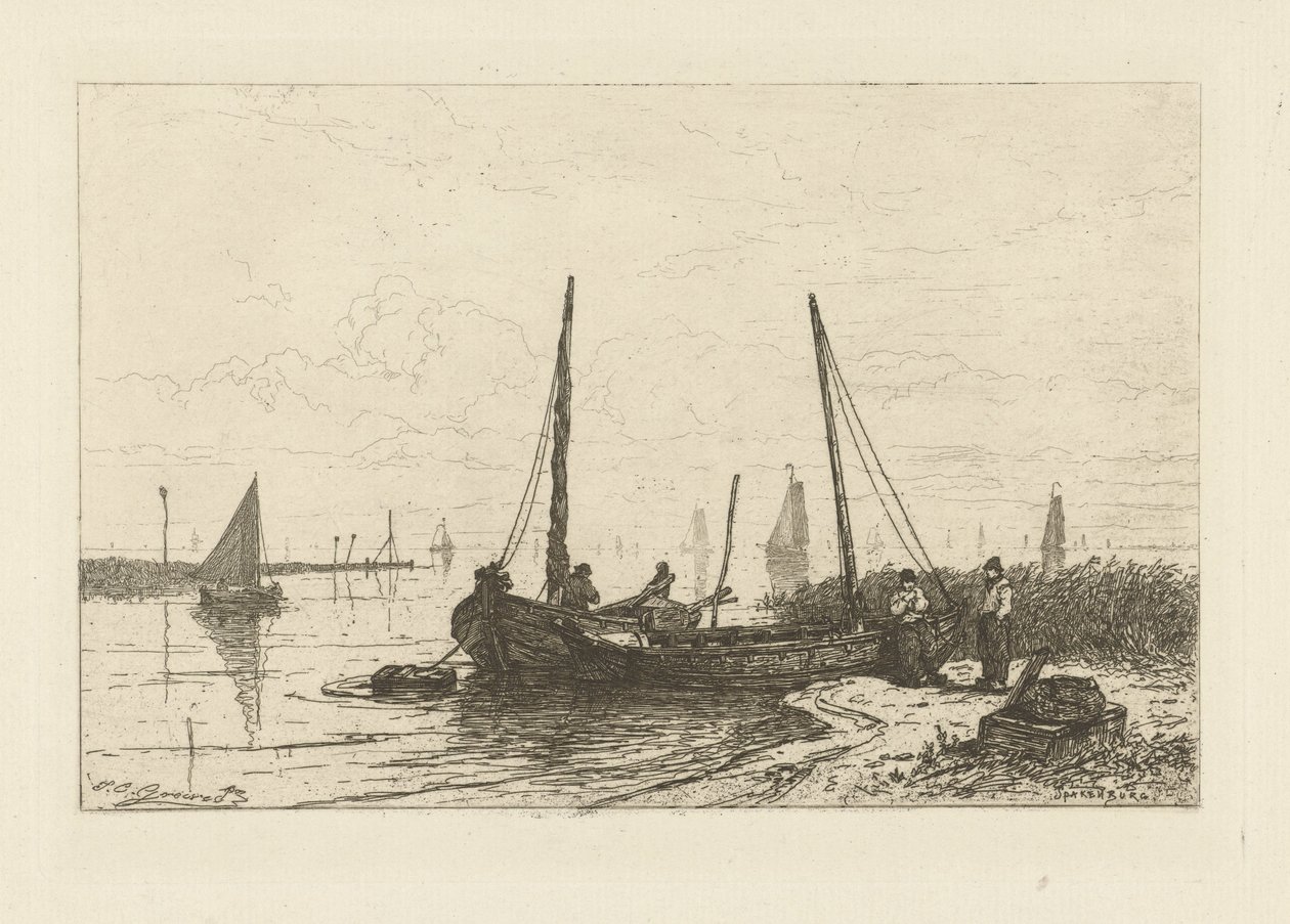 Utsikt over Zuiderzee nær Spakenburg av Johan Conrad Greive