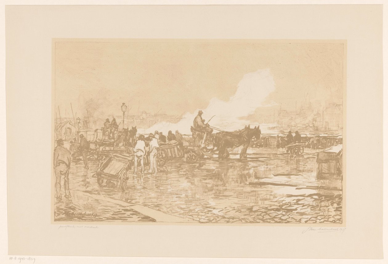 Havneutsikt i Rotterdam av Johan Hendrik van Mastenbroek (signed by artist)