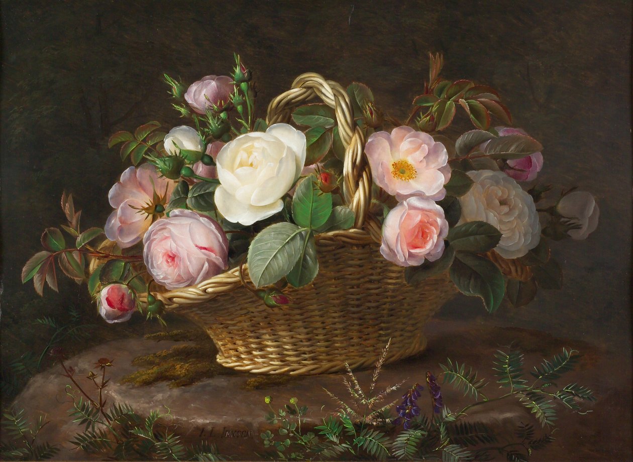 Kurv med blomster, ca. 1843. av Johan Laurentz Jensen