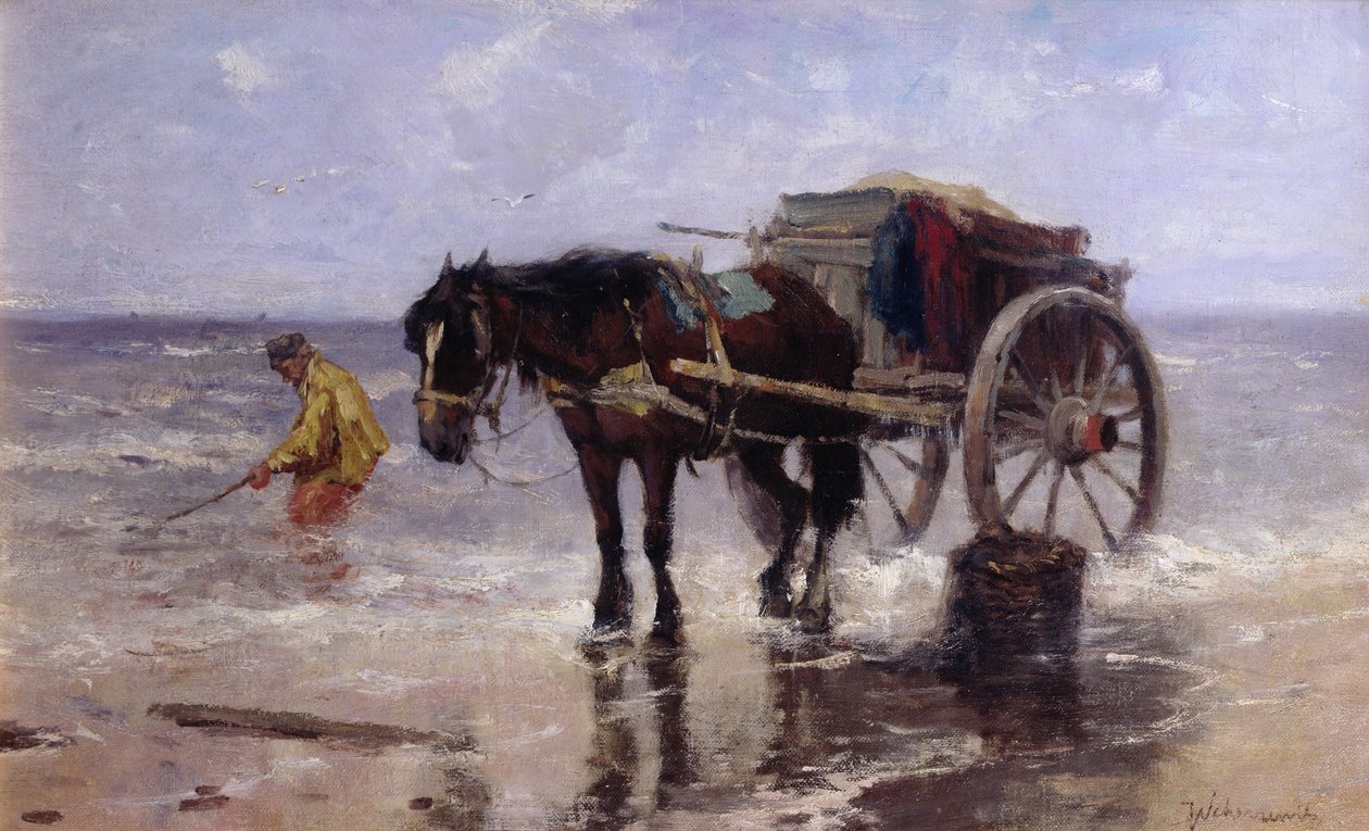 The Clam Gatherer (olje på lerret) av Johan Scherrewitz