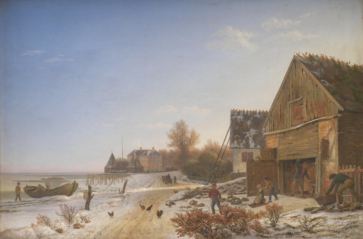 Strandvejen ved Vedbæk. Vinter ettermiddag av Johan Stroe