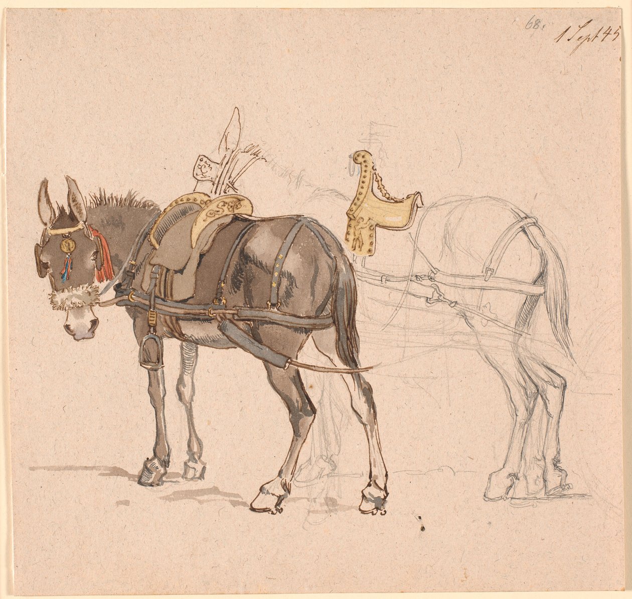 To forspente muldyr av Johan Thomas Lundbye