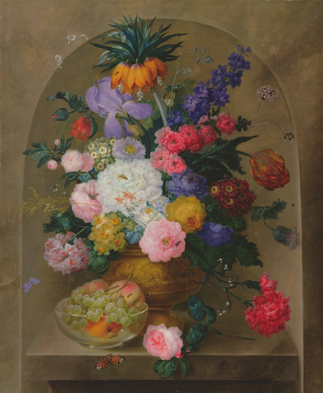 Stilleben av frukt og blomster, 1807 av Johann Baptist Drechsler