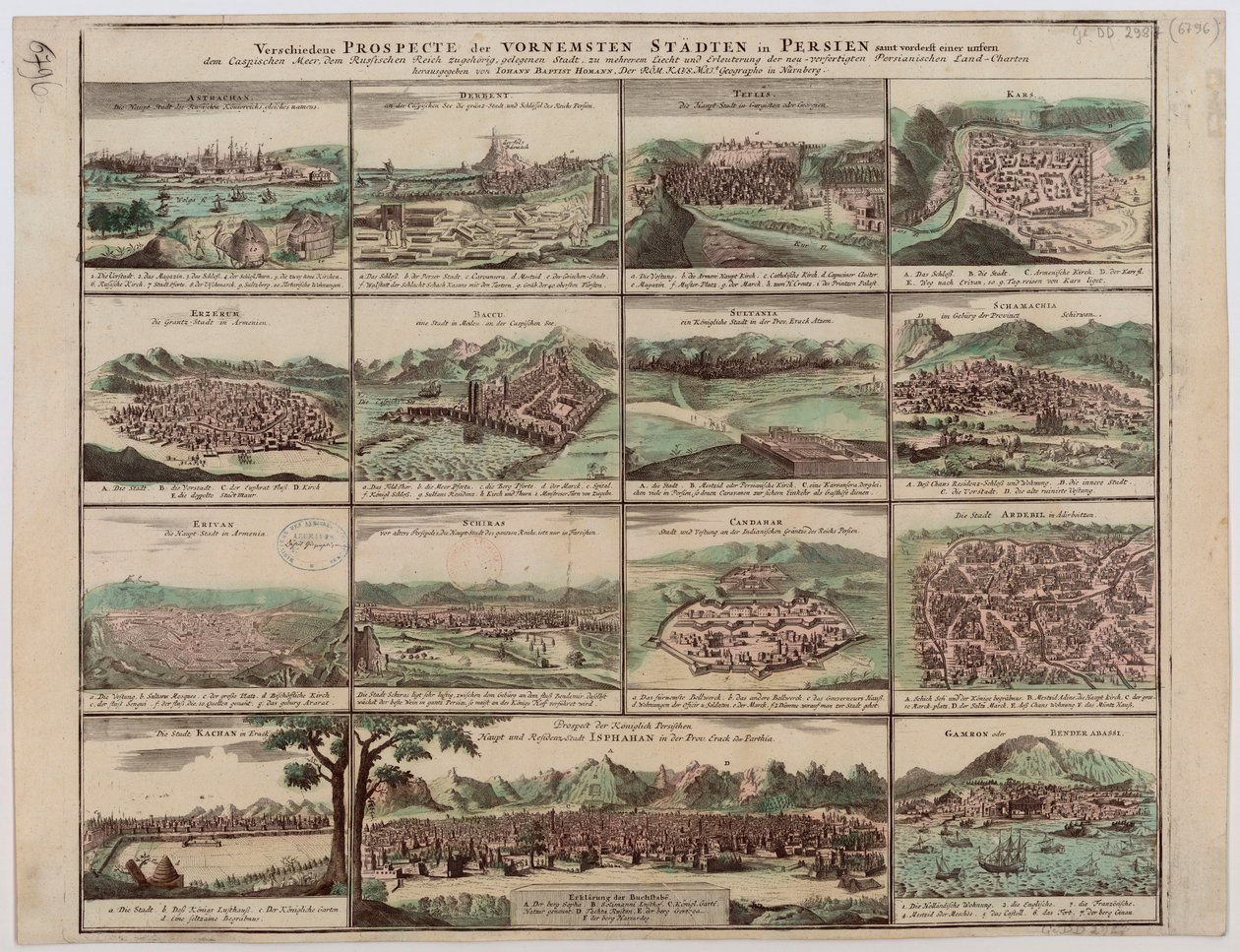 Ulike prospekter fra Vornemsten -byene i Persia av Johann Baptista Homann