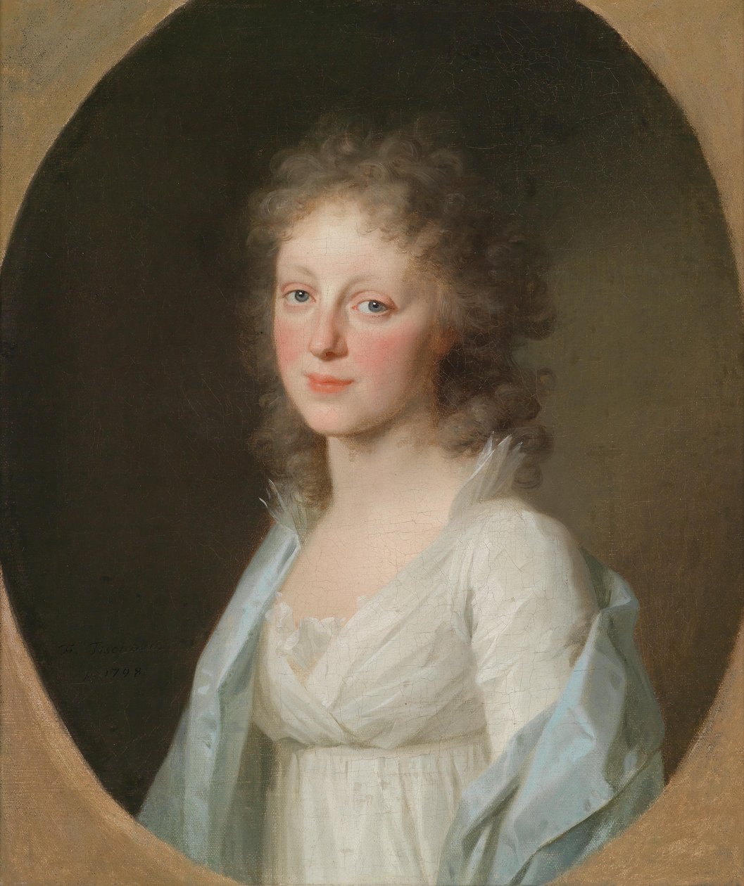 Fru Loder, født Richter Damen som er avbildet her er ikke arveprinsessen Amalie von Anhalt-Dessau, men en fru Loder (født Richter, livsdatoer ukjent), kone til den kjente legen Justus Christian (von) Loder (1) av Johann Friedrich August Tischbein
