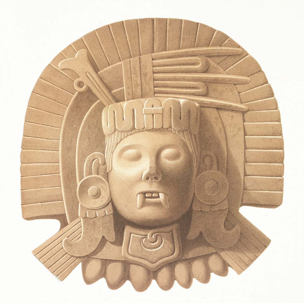 Plate fra 'Ancient Monuments of Mexico', gravert av Bachelier, 1866 av Johann Friedrich Maximilian von Waldeck