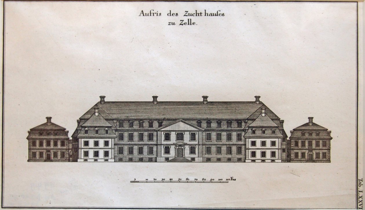 Utsikt over Celle-målet, arbeidshuset og galehuset av Johann Friedrich Penther