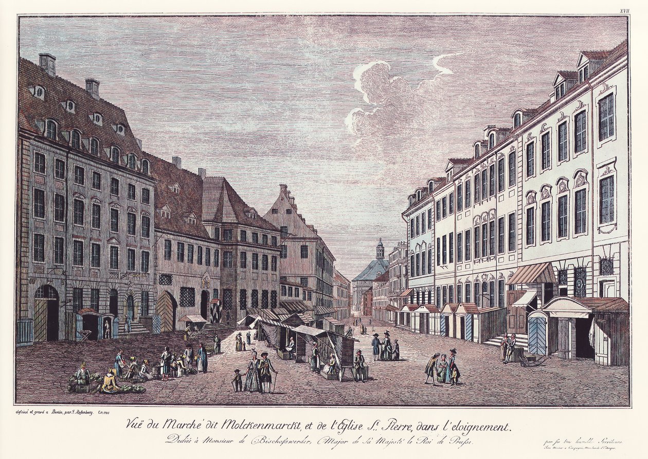 Utsikt over mysemarkedet i gamle Berlin / land av Johann Georg Rosenberg