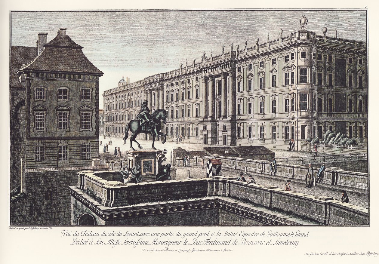 Utsikt over slottet med den lange broen, gamle Berlin av Johann Georg Rosenberg