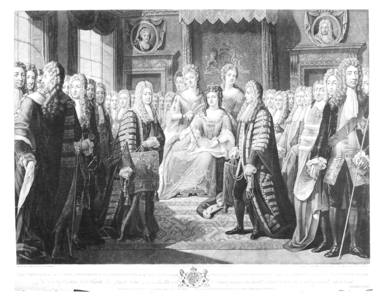 The Articles of the Union presentert av kommisjonærene til dronning Anne, 1706, plate 12 fra 