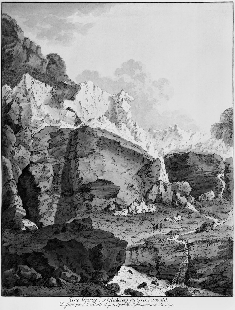Isbreer i Grindelwald, gravert av Mathias Pfenninger (1739-1813) av Johann Ludwig Aberli