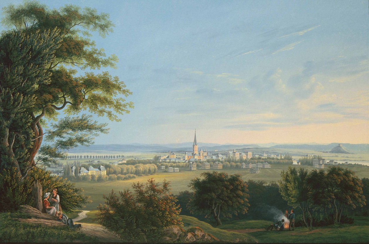 Utsikt over byen Vevay og omgivelsene av Johann Ludwig Bleuler