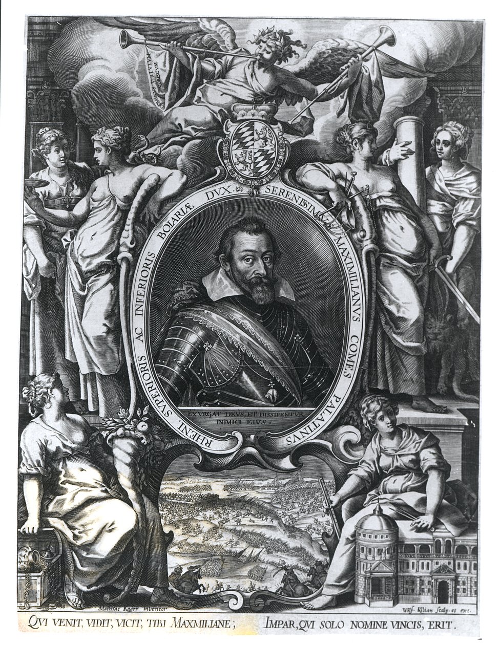 Portrett av Maximilian I av Bayern, gravert av Wolfgang Kilian (1581-1662) av Johann Matthias Kager