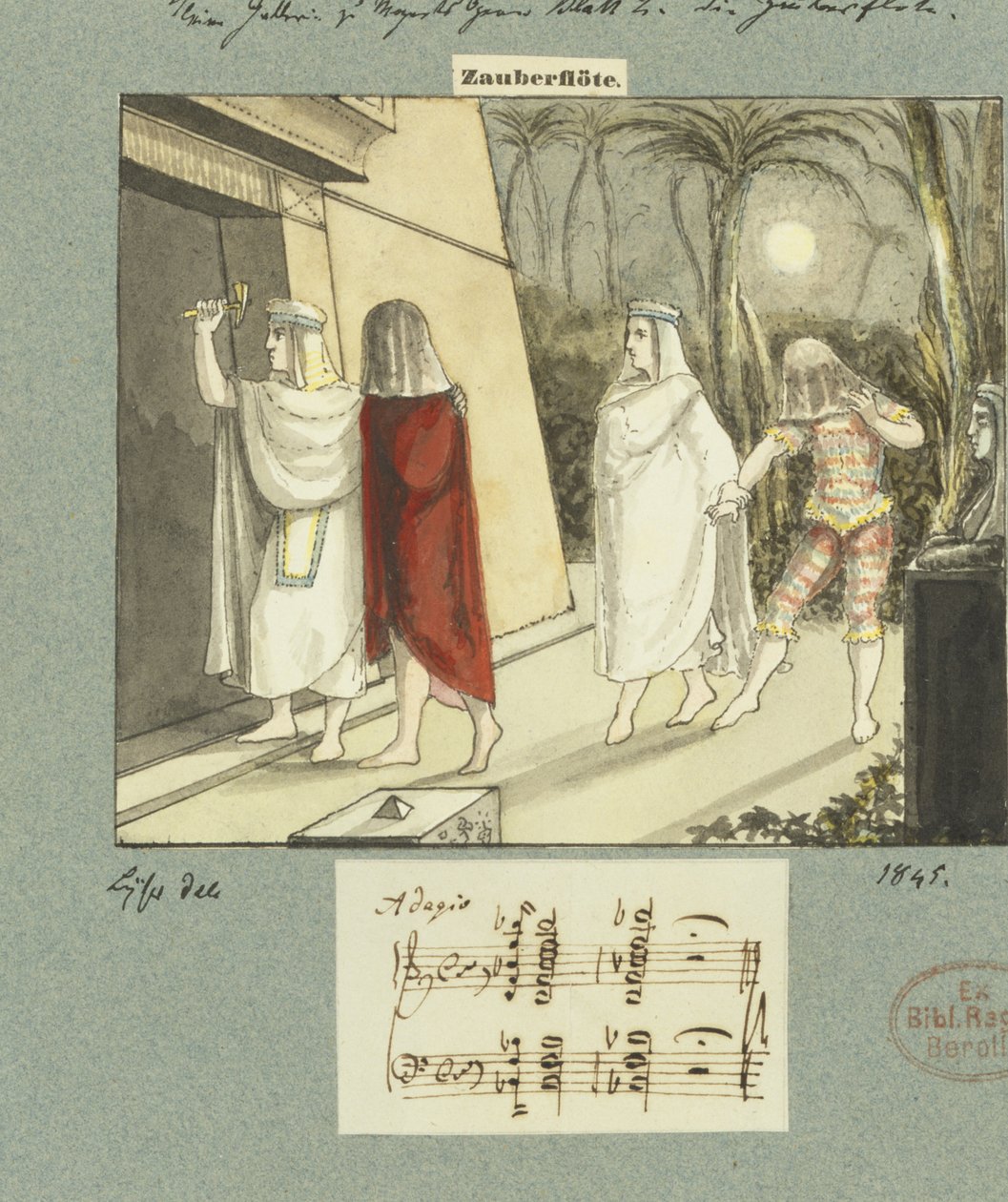 Illustrasjon for Mozarts "Tryllefløyten", 1845 av Johann Peter Lyser