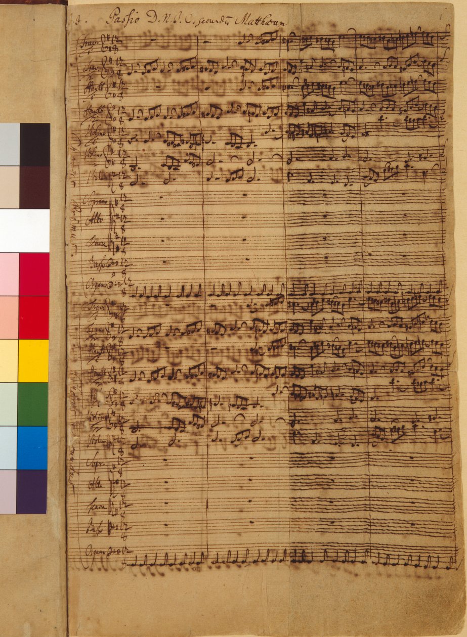 Vårherres lidenskap J.C. ifølge evangelisten Matteus BWV 244, 1730-tallet (penn på papir) av Johann Sebastian Bach