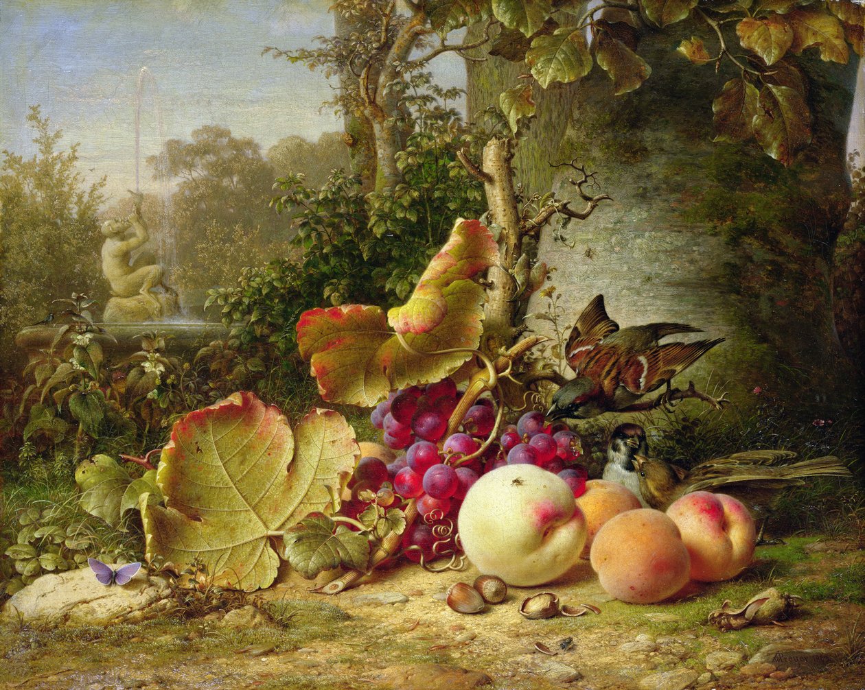 Frukt og spurver, 1863 av Johann Wilhelm Preyer