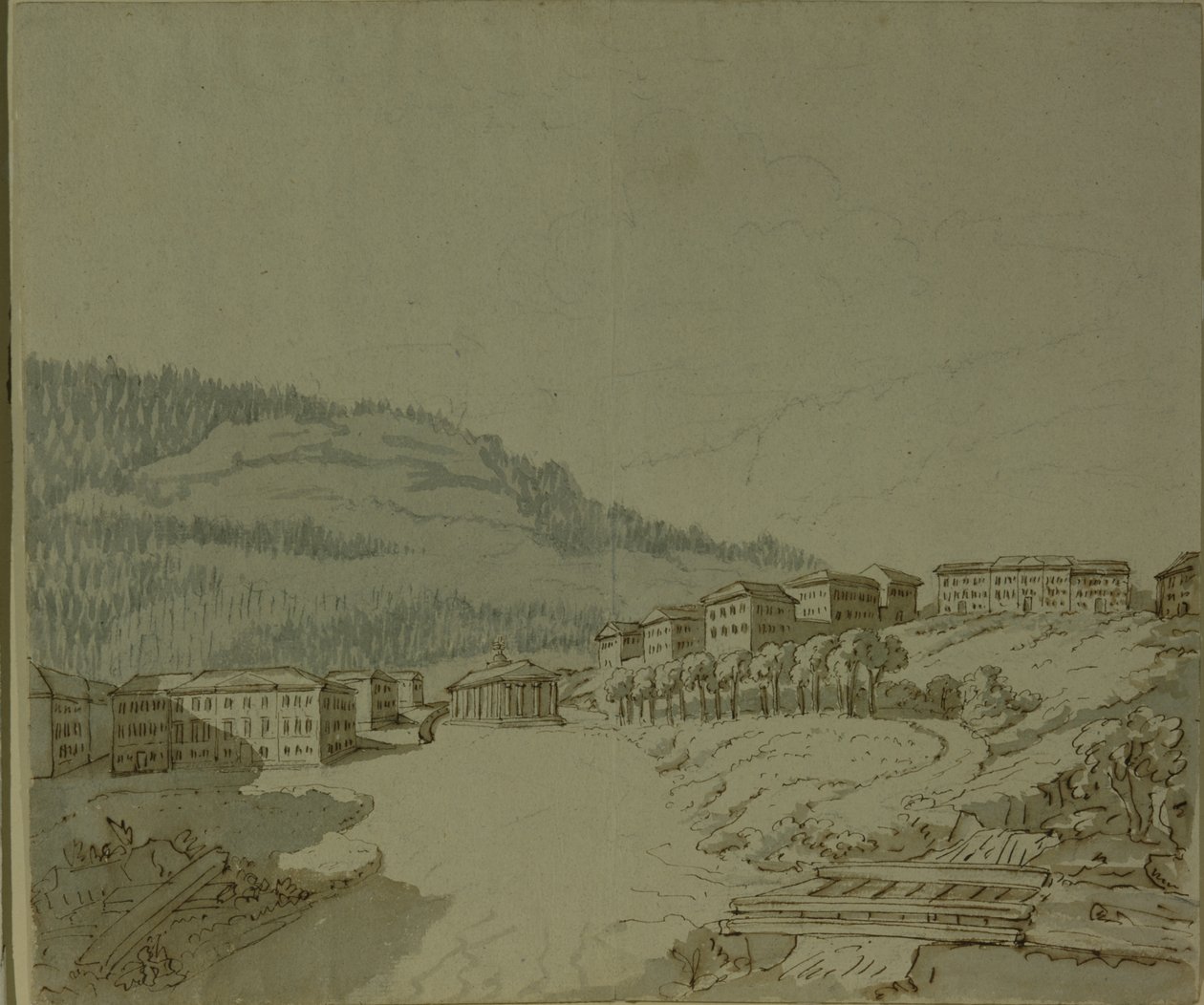 Korsfontene i Marienbad (penn, blekk og vask på papir) av Johann Wolfgang von Goethe