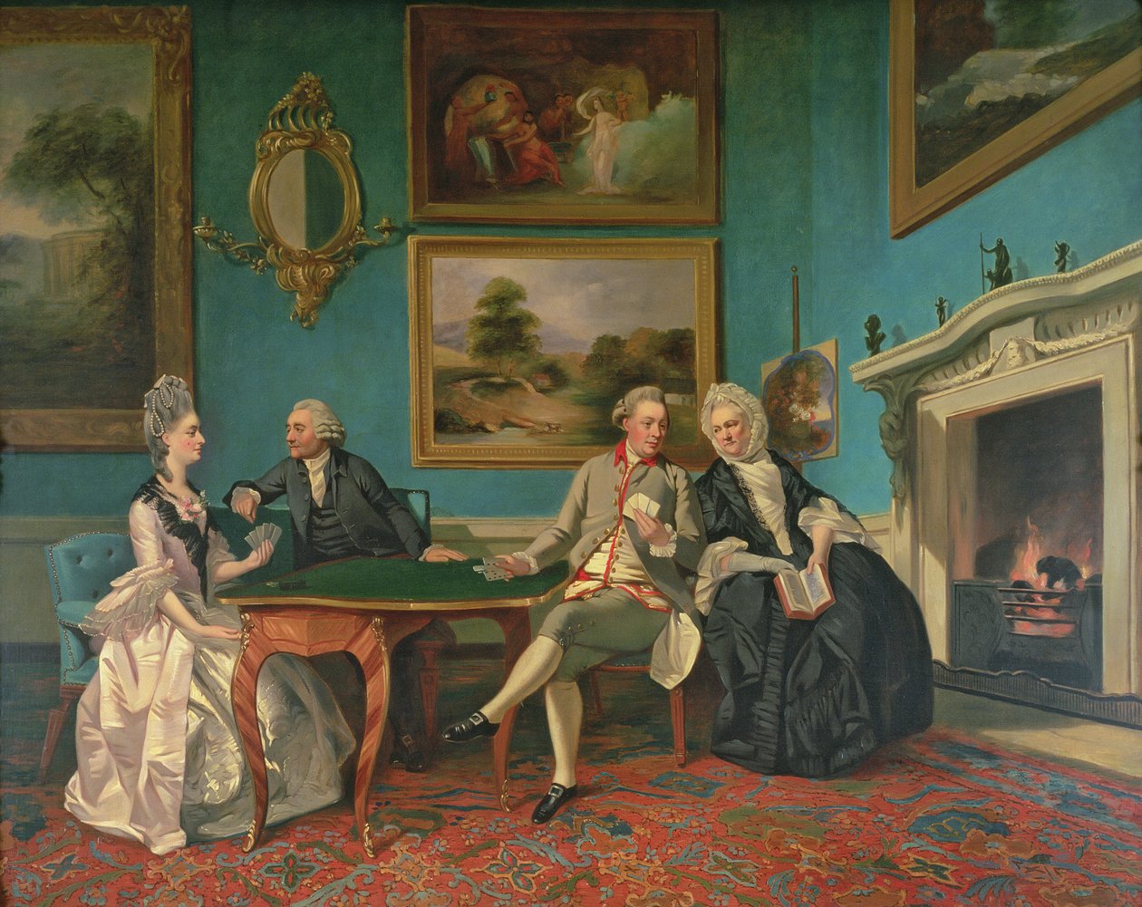 Familien Dutton i salongen i Sherborne Park, Gloucestershire, ca. 1774 av Johan Joseph Zoffany