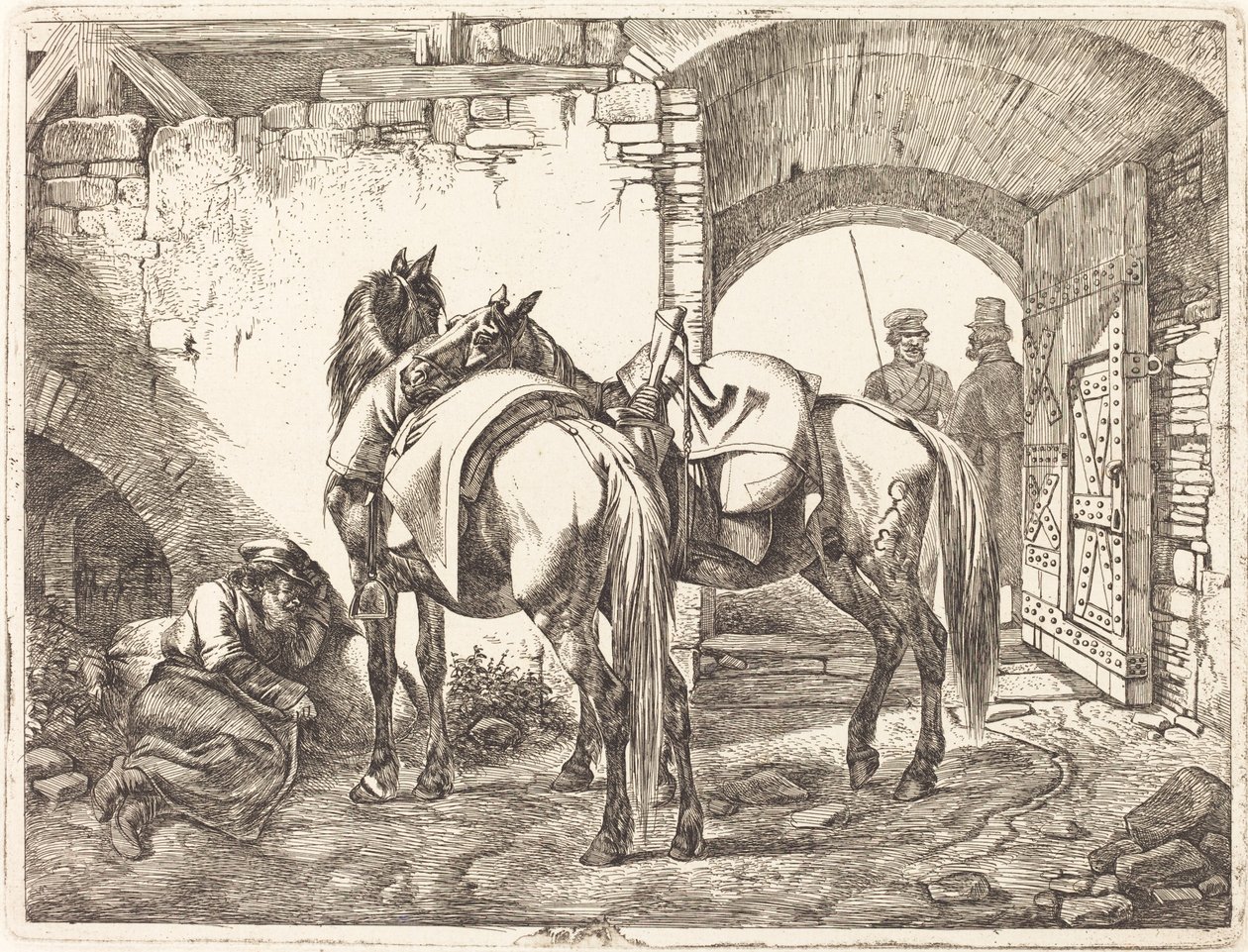 Kosakkhester i en gårdsplass av Johann Adam Klein