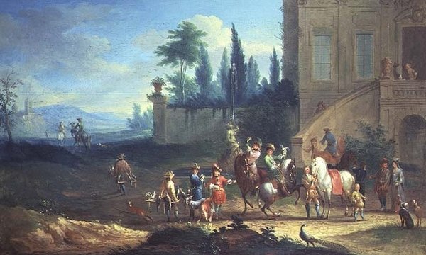 Hawking Party (en av et par) av Johann Andreas Graff