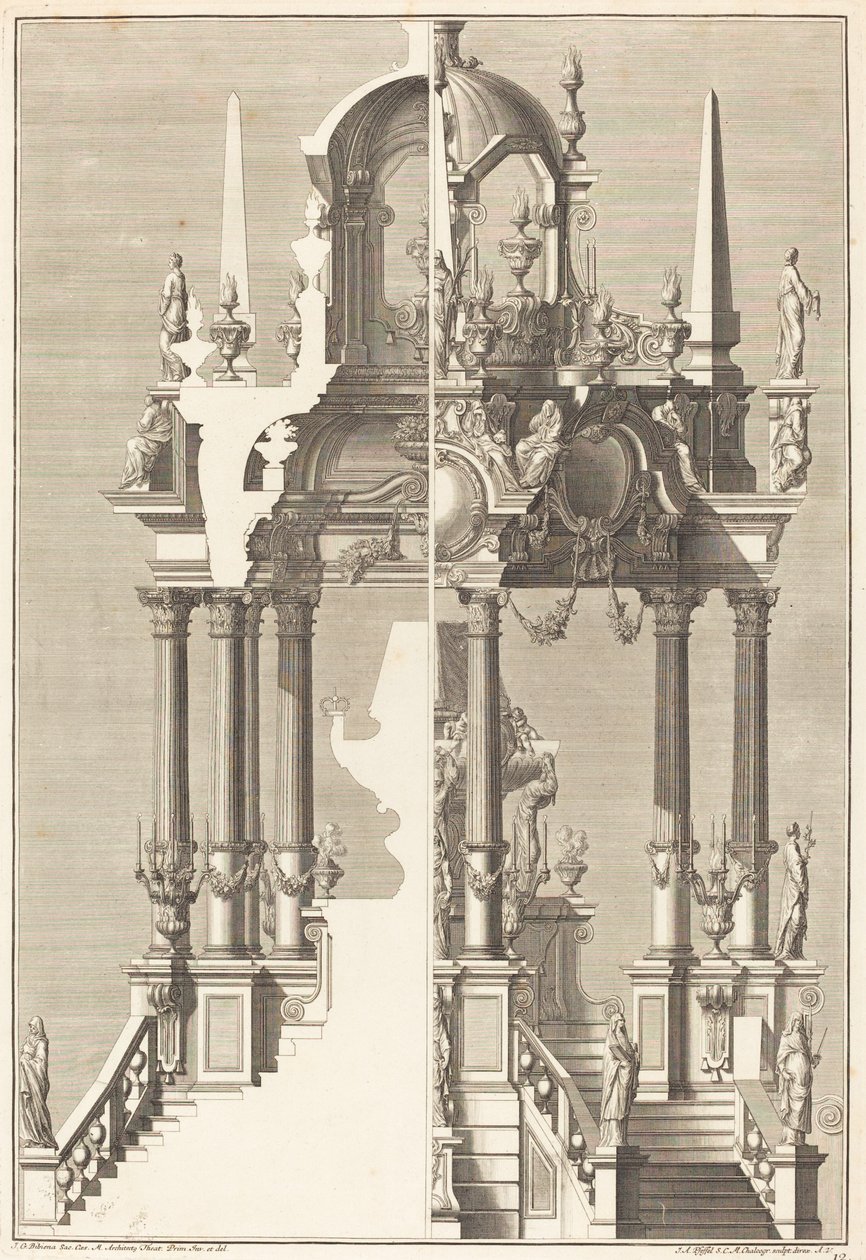 Katafalk av Johann Andreas Pfeffel I after Giuseppe Galli Bibiena