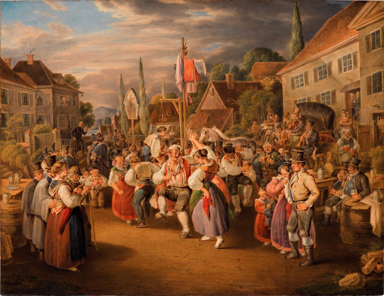 Høstfest med hanedans, 1839. av Johann Baptist Pflug