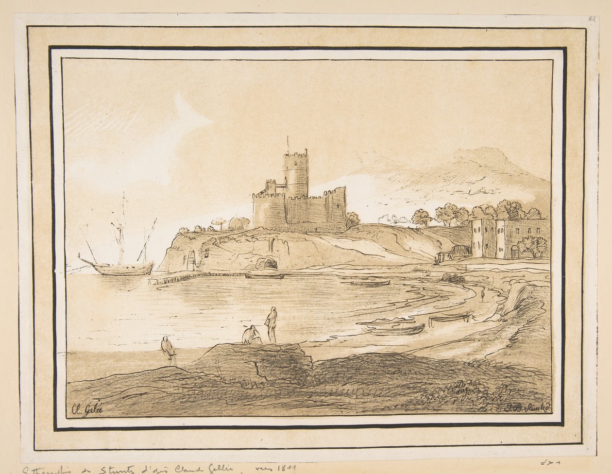 Landskap etter Claude, ca. 1811. av Johann Baptist Stuntz