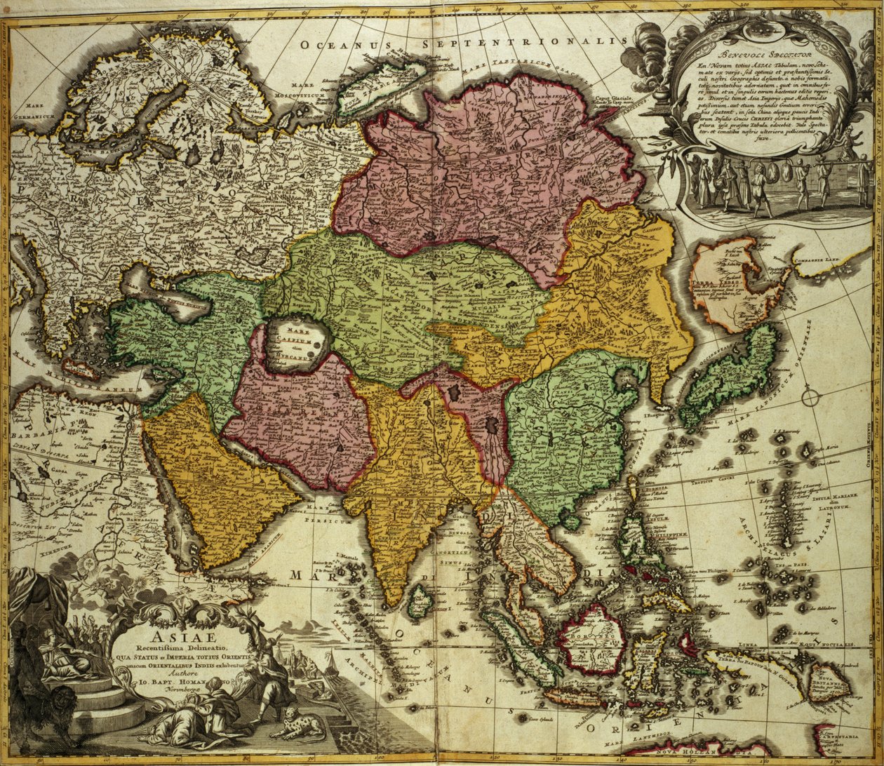 Kart over Asia, Nürnberg, ca. 1730 av Johann Baptista Homann