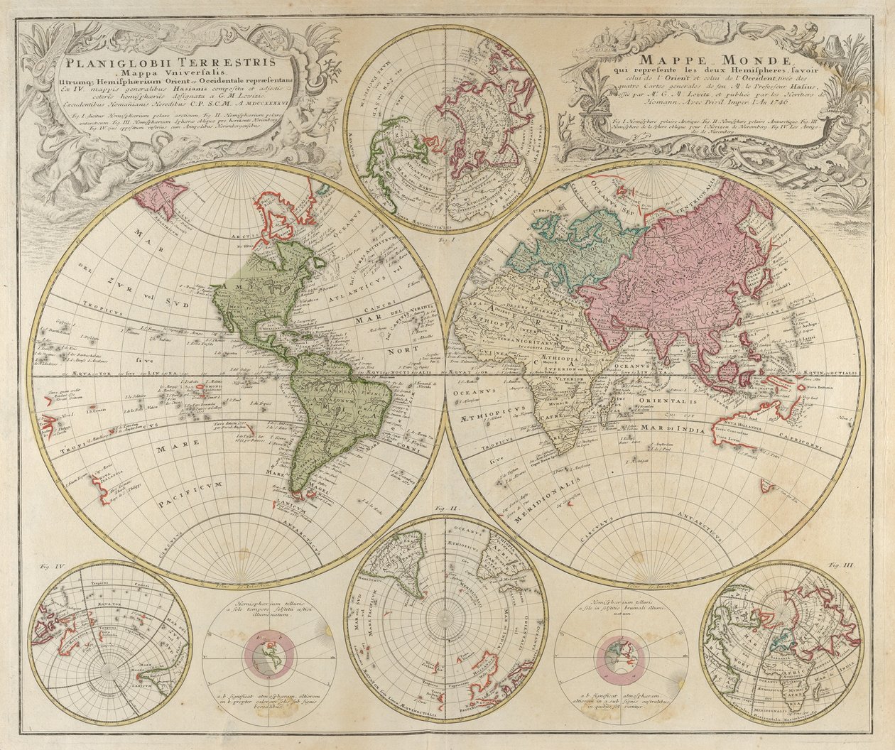 Planiglobii Terrestris Mappa Universalis..., 1746 av Johann Baptista Homann