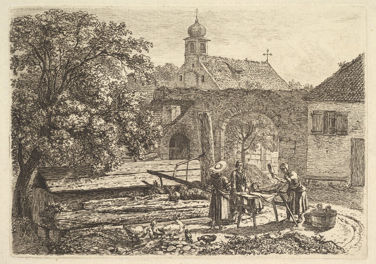 Vaskeri ved en artesisk brønn, 1817. av Johann Christian Erhard