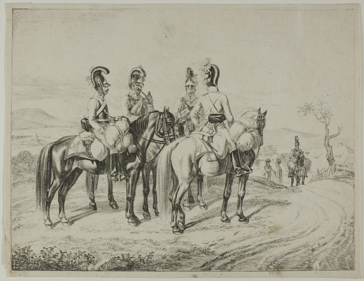 Fire Cuirassiers på en skråning av Johann Christoph Erhard
