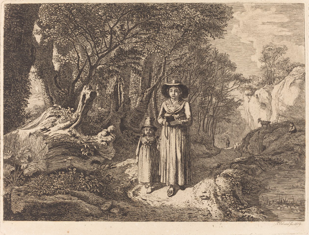Kvinne og barn går til kirken av Johann Christoph Erhard