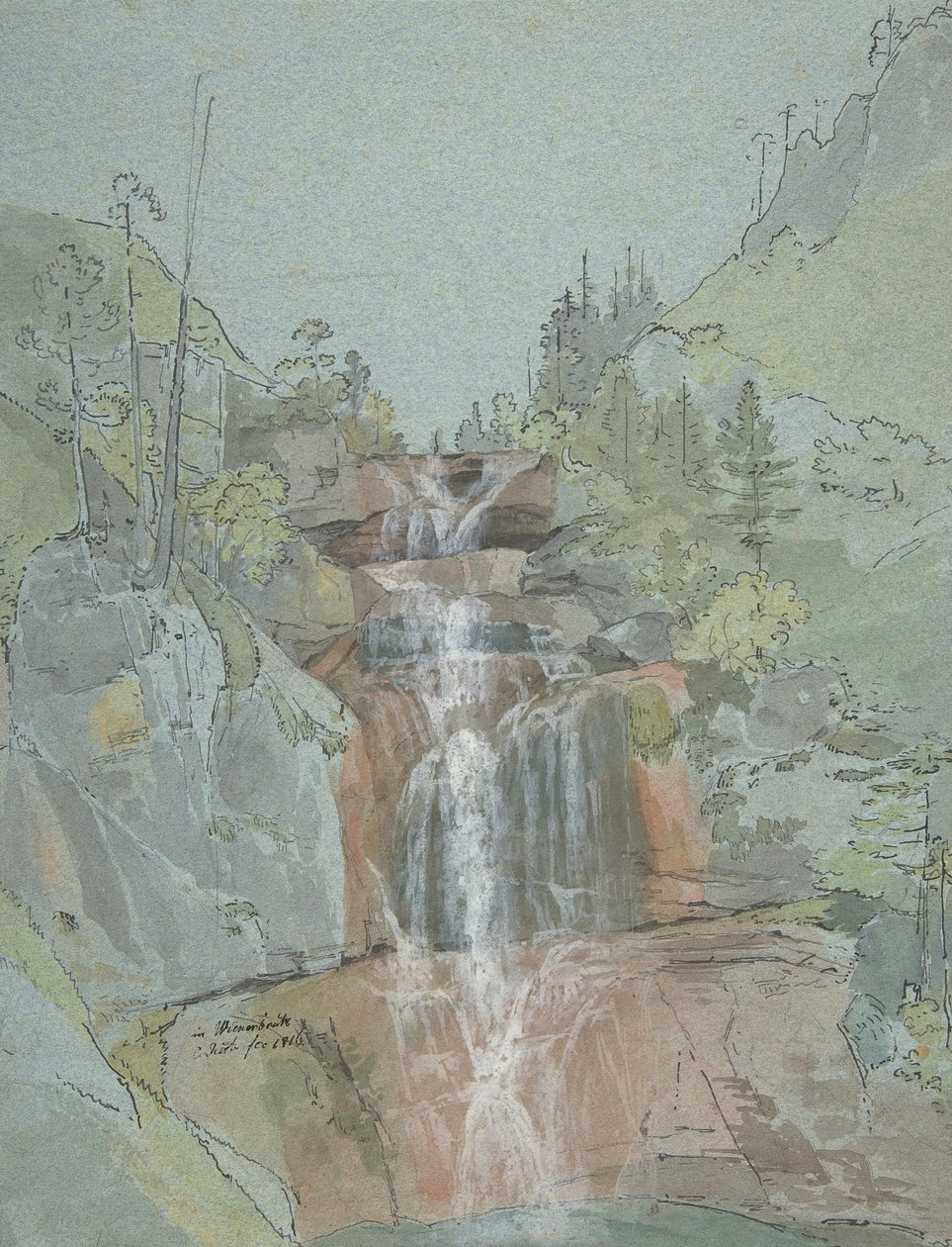 Landskap med en foss, 1816. av Johann Christoph Rist