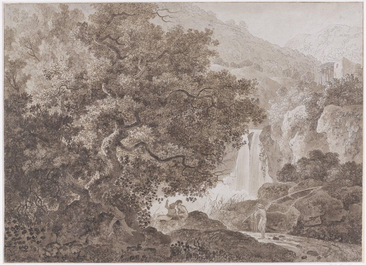 Skogkledd fjellandskap (Tivoli) av Johann Conrad Steiner