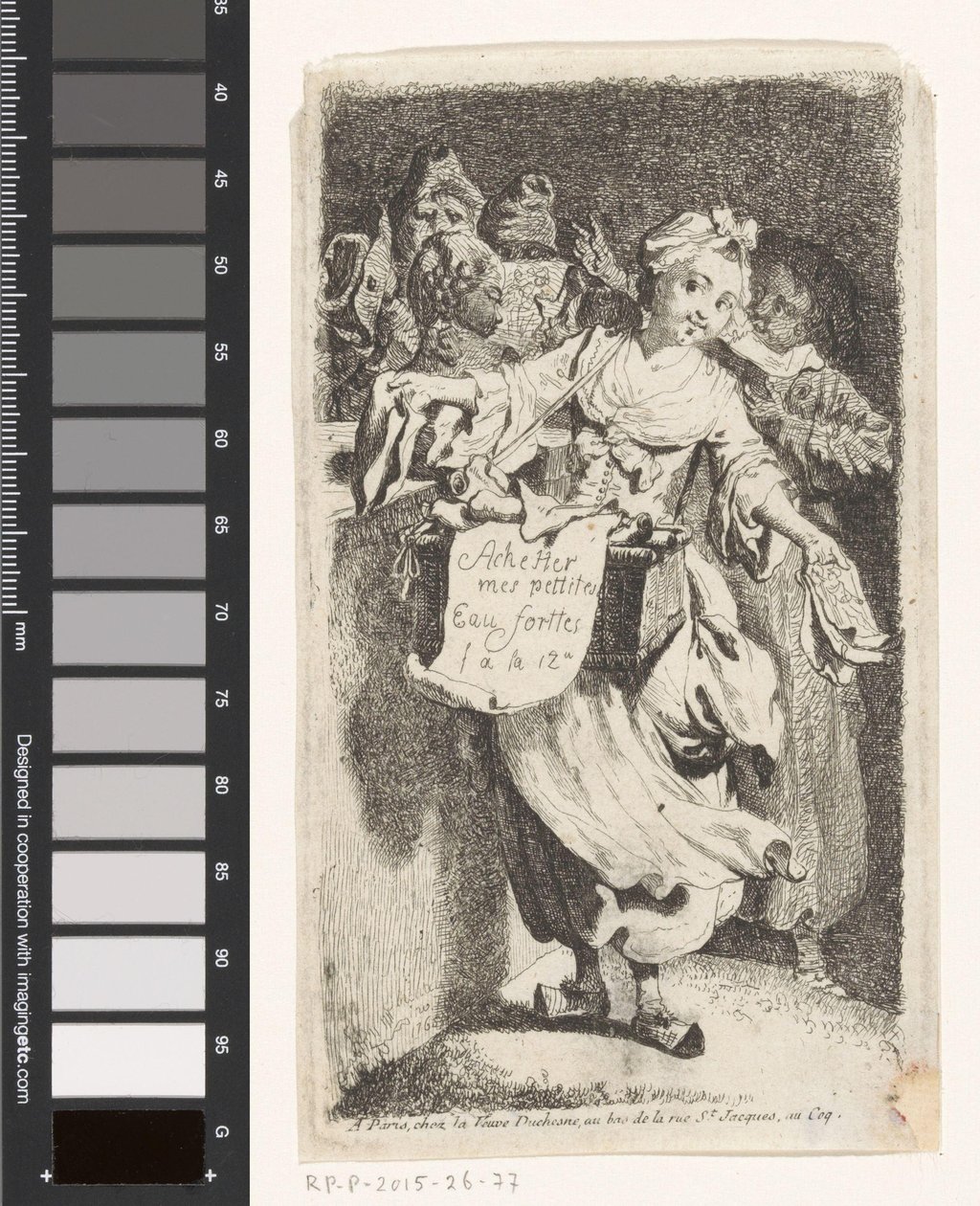 Prentverkoopster av Johann Eleazar Schenau