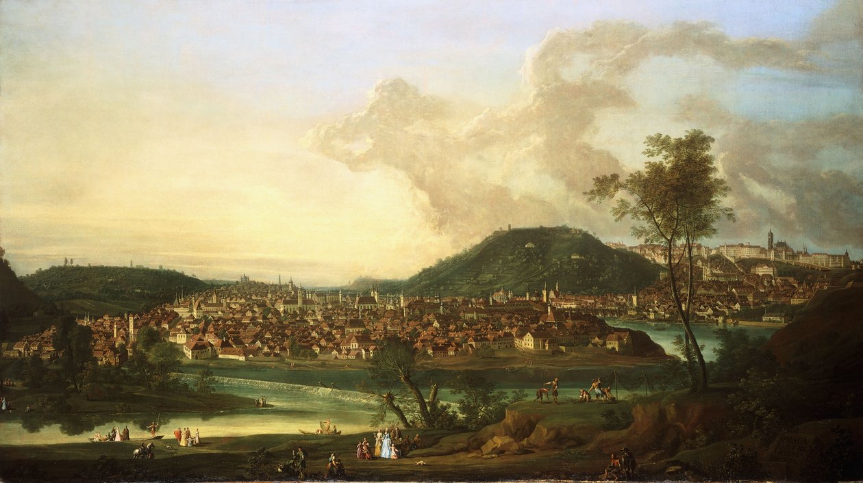 Utsikt over Praha fra øst, av Johann Friedrich Meyer