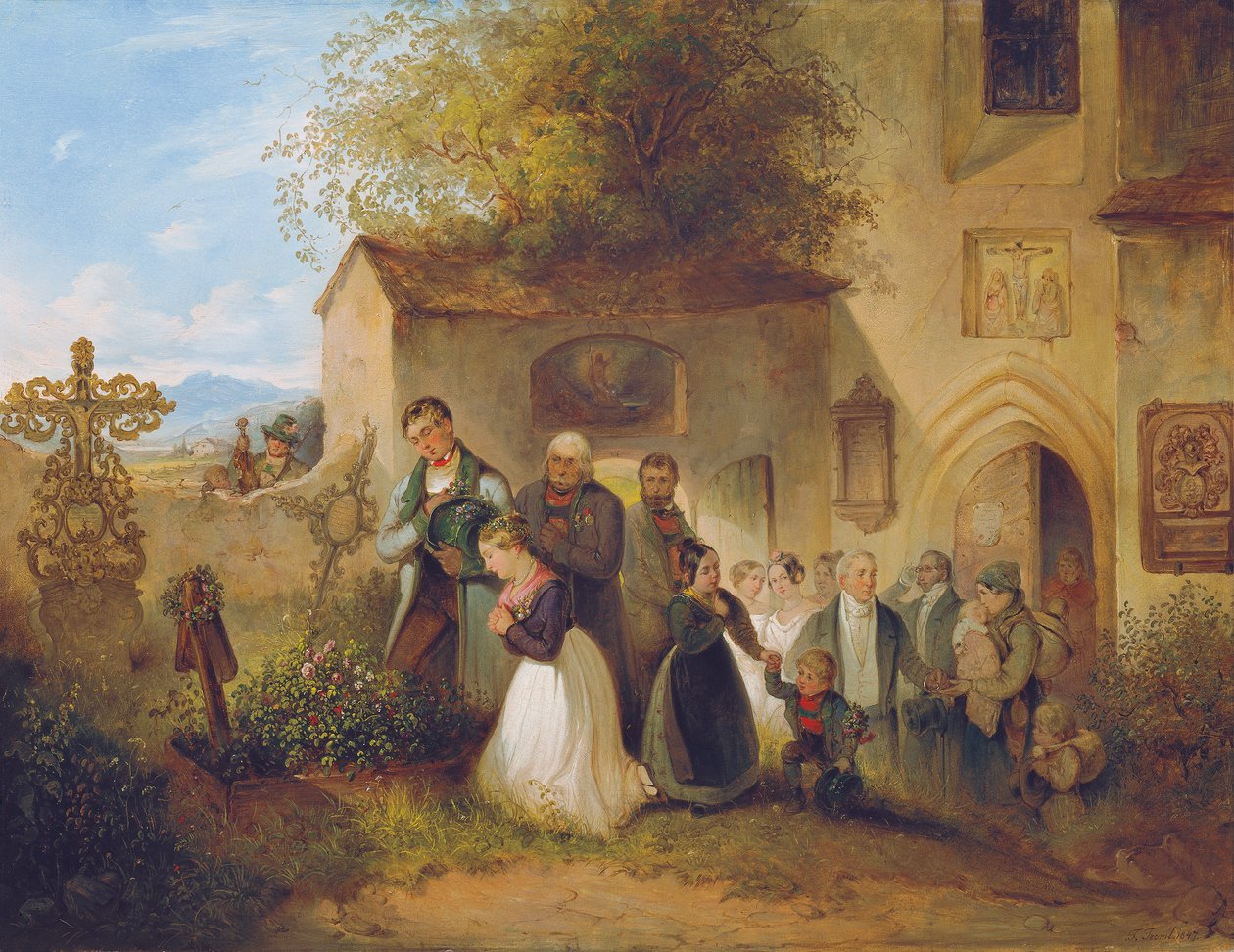 På kirkegården ("Bruden ved graven") av Johann Friedrich Treml