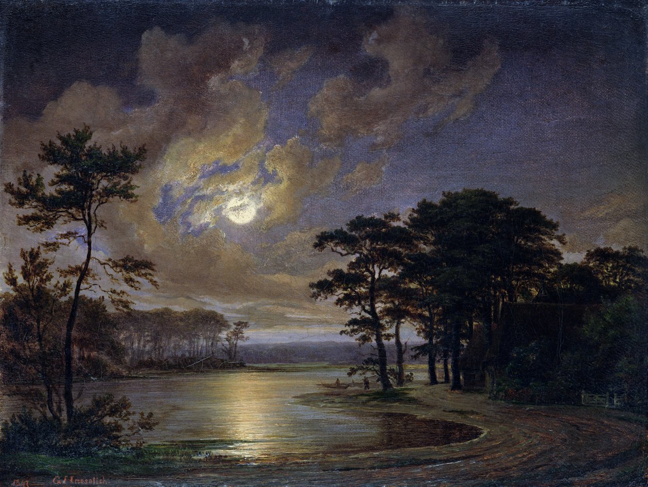 Holsteinhavet - Måneskinn, 1847 av Johann Georg Haeselich