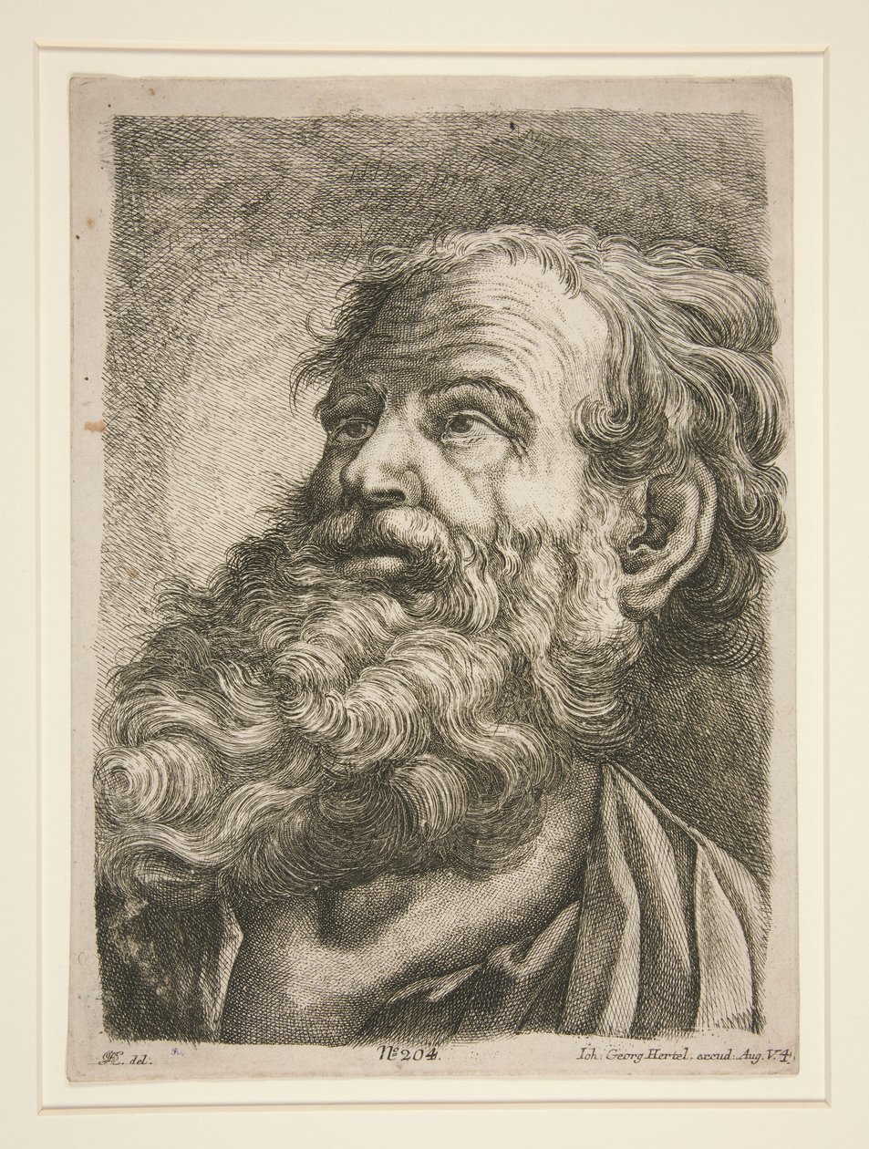 Mannlig hode (for en apostel?) av Johann Georg Hertel