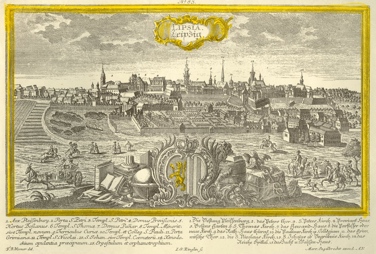 Leipzig, c1740. av Johann Georg Ringlin