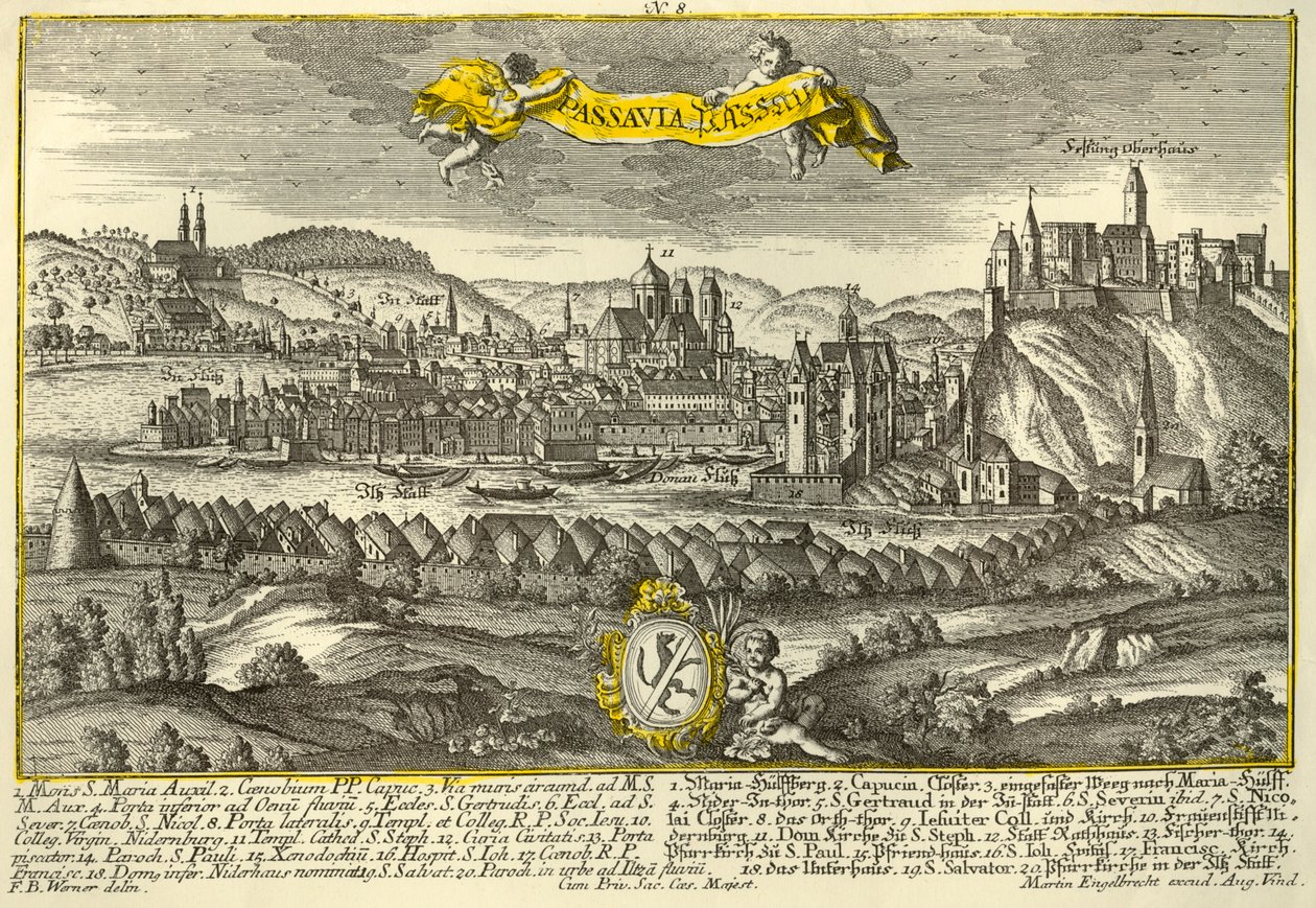 Passau, c1740. av Johann Georg Ringlin