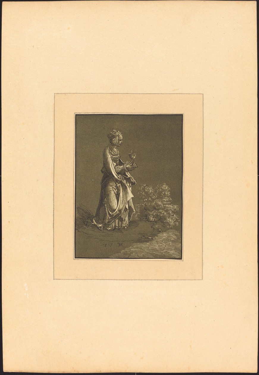 Den hellige Barbara av Johann Gottlieb Prestel after Albrecht Altdorfer