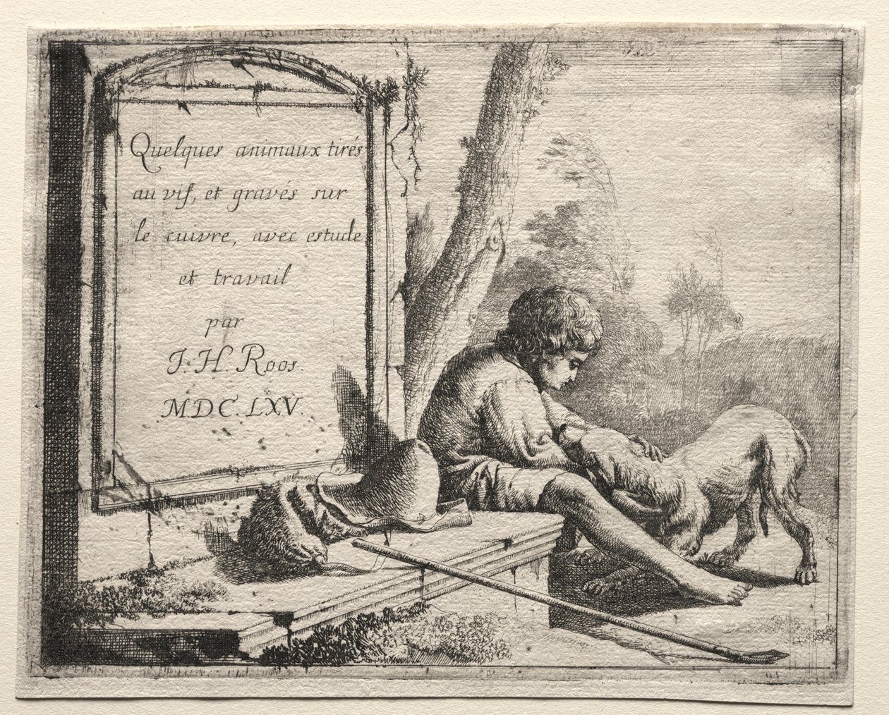 Tittelside: Shepherd Petting his Dog av Johann Heinrich Roos