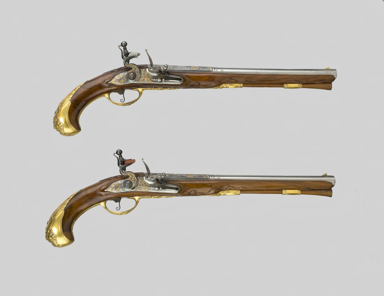 Et par Flintlock-pistoler, Tyskland, 170030. av Johann Jacob Behr