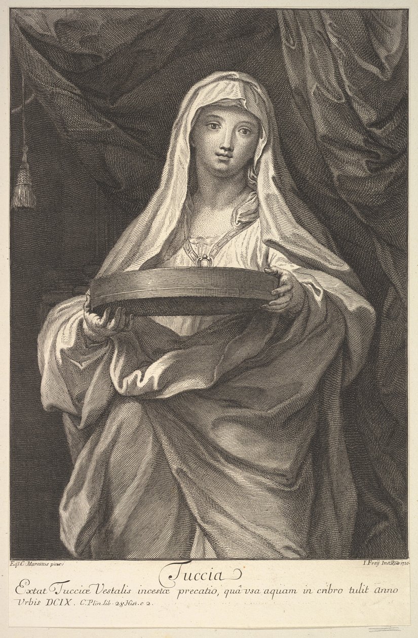 Tuccia, 1720. av Johann Jakob Frey the Elder