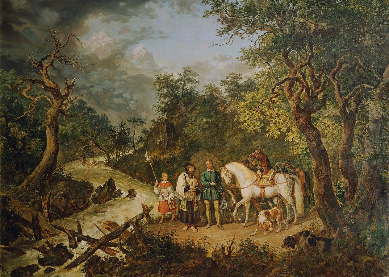 Rudolf von Habsburg og presten av Johann Nepomuk Höchle