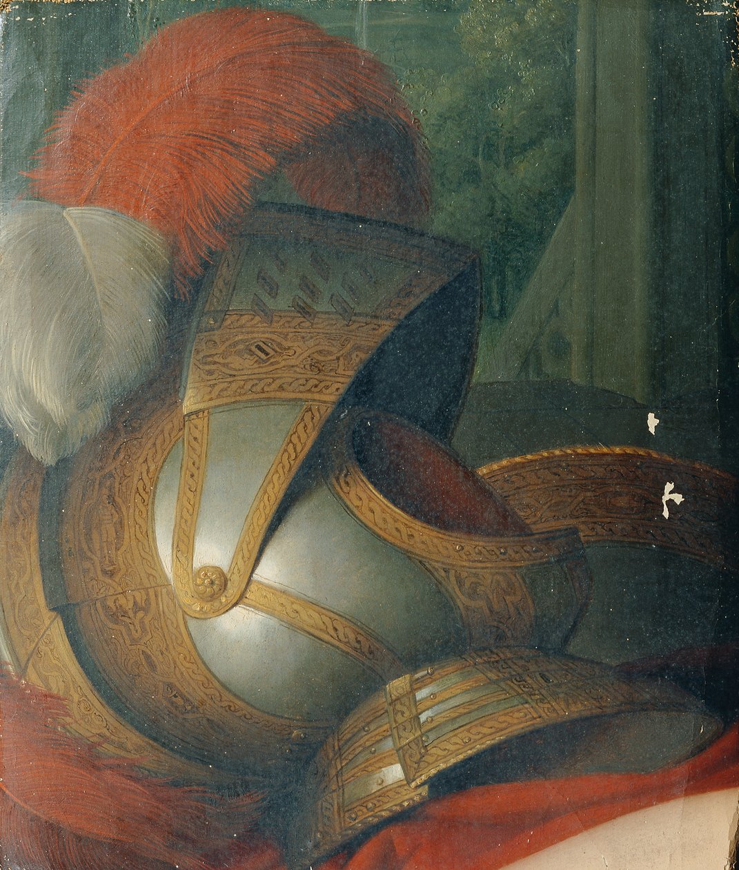 hjelm og rundt skjold av Johann Peter Krafft