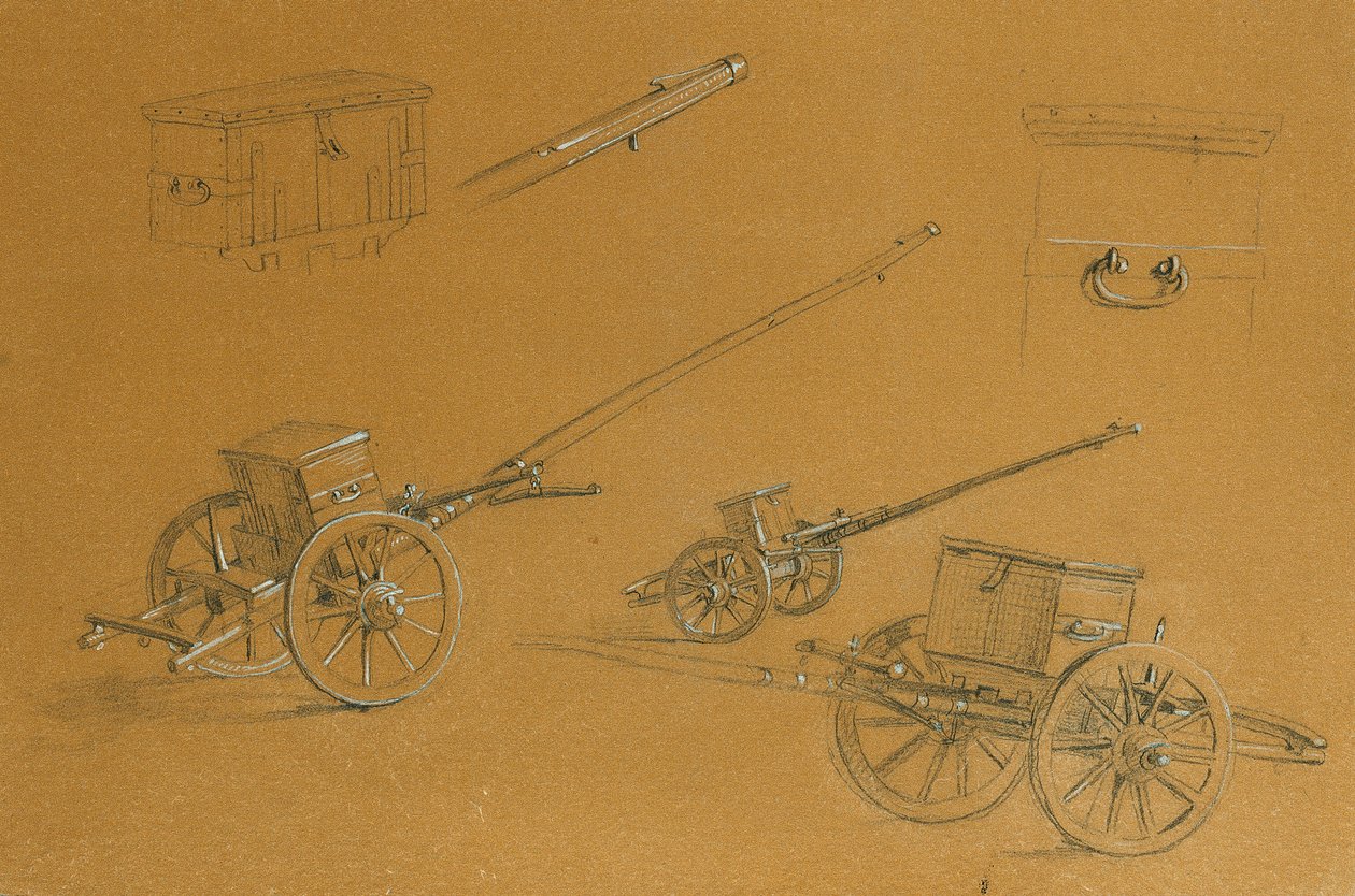 Studie for kanoner, militærutstyr av Johann Peter Krafft
